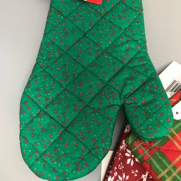 Vintage NOS 4pc Christmas holiday oven bake mitten gloves bundle - Picture 4 of 10
